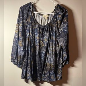 Michael Michael Kors Women's 3/4 Sleeves Navy Design Pattern Size XL NWOT Fall